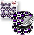 Decal Style Vinyl Skin Wrap 3 Pack for PopSockets Purple Hearts And Stars (POPSOCKET NOT INCLUDED)