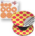 Decal Style Vinyl Skin Wrap 3 Pack for PopSockets Kearas Polka Dots Pink And Yellow (POPSOCKET NOT INCLUDED)