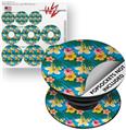 Decal Style Vinyl Skin Wrap 3 Pack for PopSockets Beach Flowers 02 Blue Medium (POPSOCKET NOT INCLUDED)