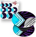 Decal Style Vinyl Skin Wrap 3 Pack for PopSockets Black Waves Neon Teal Purple (POPSOCKET NOT INCLUDED)