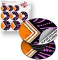 Decal Style Vinyl Skin Wrap 3 Pack for PopSockets Black Waves Orange Hot Pink (POPSOCKET NOT INCLUDED)