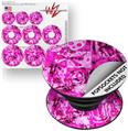 Decal Style Vinyl Skin Wrap 3 Pack for PopSockets Pink Plaid Graffiti (POPSOCKET NOT INCLUDED)