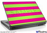 Laptop Skin (Large) - Psycho Stripes Neon Green and Hot Pink