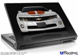 Laptop Skin (Large) - 2010 Chevy Camaro White - Orange Stripes on Black