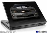 Laptop Skin (Large) - 2010 Chevy Camaro Cyber Gray - White Stripes on Black