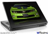 Laptop Skin (Large) - 2010 Chevy Camaro Green - Black Stripes on Black