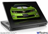Laptop Skin (Large) - 2010 Chevy Camaro Green - White Stripes on Black