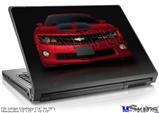 Laptop Skin (Large) - 2010 Chevy Camaro Jeweled Red - Black Stripes on Black