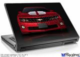 Laptop Skin (Large) - 2010 Chevy Camaro Jeweled Red - White Stripes on Black