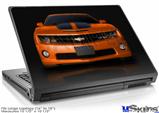 Laptop Skin (Large) - 2010 Chevy Camaro Orange - Black Stripes on Black