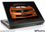 Laptop Skin (Large) - 2010 Chevy Camaro Orange - White Stripes on Black