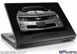 Laptop Skin (Large) - 2010 Chevy Camaro Silver - White Stripes on Black