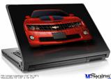 Laptop Skin (Large) - 2010 Chevy Camaro Victory Red - Black Stripes on Black