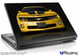 Laptop Skin (Large) - 2010 Chevy Camaro Yellow - Black Stripes on Black