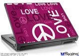 Laptop Skin (Large) - Love and Peace Hot Pink