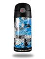 Skin Decal Wrap for Thermos Funtainer 12oz Bottle Checker Skull Splatter Blue (BOTTLE NOT INCLUDED) by WraptorSkinz