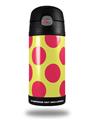 Skin Decal Wrap for Thermos Funtainer 12oz Bottle Kearas Polka Dots Pink And Yellow (BOTTLE NOT INCLUDED) by WraptorSkinz