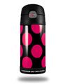 Skin Decal Wrap for Thermos Funtainer 12oz Bottle Kearas Polka Dots Pink On Black (BOTTLE NOT INCLUDED) by WraptorSkinz