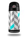 Skin Decal Wrap for Thermos Funtainer 12oz Bottle Chevrons Gray And Aqua (BOTTLE NOT INCLUDED) by WraptorSkinz