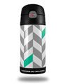 Skin Decal Wrap for Thermos Funtainer 12oz Bottle Chevrons Gray And Turquoise (BOTTLE NOT INCLUDED) by WraptorSkinz