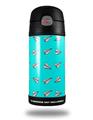 Skin Decal Wrap for Thermos Funtainer 12oz Bottle Paper Planes Neon Teal (BOTTLE NOT INCLUDED) by WraptorSkinz