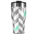 WraptorSkinz Skin Wrap compatible with 2017 and newer RTIC Tumblers 30oz Chevrons Gray And Seafoam (TUMBLER NOT INCLUDED)