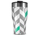WraptorSkinz Skin Wrap compatible with 2017 and newer RTIC Tumblers 30oz Chevrons Gray And Turquoise (TUMBLER NOT INCLUDED)