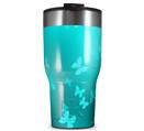 WraptorSkinz Skin Wrap compatible with 2017 and newer RTIC Tumblers 30oz Bokeh Butterflies Neon Teal (TUMBLER NOT INCLUDED)
