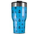 WraptorSkinz Skin Wrap compatible with 2017 and newer RTIC Tumblers 30oz Nautical Anchors Away 02 Blue Medium (TUMBLER NOT INCLUDED)