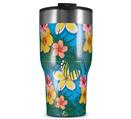 WraptorSkinz Skin Wrap compatible with 2017 and newer RTIC Tumblers 30oz Beach Flowers 02 Blue Medium (TUMBLER NOT INCLUDED)