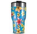 WraptorSkinz Skin Wrap compatible with 2017 and newer RTIC Tumblers 30oz Beach Flowers Blue Medium (TUMBLER NOT INCLUDED)