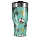WraptorSkinz Skin Wrap compatible with 2017 and newer RTIC Tumblers 30oz Coconuts Palm Trees and Bananas Seafoam Green (TUMBLER NOT INCLUDED)