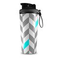 Skin Wrap Decal for IceShaker 2nd Gen 26oz Chevrons Gray And Aqua (SHAKER NOT INCLUDED)