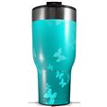 Skin Wrap Decal for 2017 RTIC Tumblers 40oz Bokeh Butterflies Neon Teal (TUMBLER NOT INCLUDED)