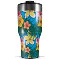 Skin Wrap Decal for 2017 RTIC Tumblers 40oz Beach Flowers 02 Blue Medium (TUMBLER NOT INCLUDED)