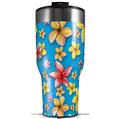 Skin Wrap Decal for 2017 RTIC Tumblers 40oz Beach Flowers Blue Medium (TUMBLER NOT INCLUDED)