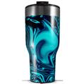 Skin Wrap Decal compatible with 2017 RTIC Tumblers 40oz Liquid Metal Chrome Neon Blue (TUMBLER NOT INCLUDED)