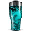 Skin Wrap Decal compatible with 2017 RTIC Tumblers 40oz Liquid Metal Chrome Neon Teal (TUMBLER NOT INCLUDED)