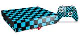 Skin Wrap for XBOX One X Console and Controller Checkers Blue