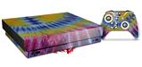 Skin Wrap for XBOX One X Console and Controller Tie Dye Red and Yellow Stripes