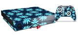 Skin Wrap for XBOX One X Console and Controller Abstract Floral Blue