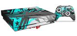 Skin Wrap for XBOX One X Console and Controller Baja 0032 Neon Teal