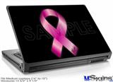 Laptop Skin (Medium) - Hope Breast Cancer Pink Ribbon on Black