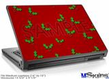 Laptop Skin (Medium) - Holly Leaves on Red