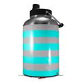 Skin Decal Wrap for 2017 RTIC One Gallon Jug Psycho Stripes Neon Teal and Gray (Jug NOT INCLUDED) by WraptorSkinz