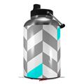 Skin Decal Wrap for 2017 RTIC One Gallon Jug Chevrons Gray And Aqua (Jug NOT INCLUDED) by WraptorSkinz