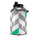 Skin Decal Wrap for 2017 RTIC One Gallon Jug Chevrons Gray And Turquoise (Jug NOT INCLUDED) by WraptorSkinz