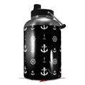 Skin Decal Wrap for 2017 RTIC One Gallon Jug Nautical Anchors Away 02 Black (Jug NOT INCLUDED) by WraptorSkinz
