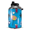 Skin Decal Wrap for 2017 RTIC One Gallon Jug Beach Party Umbrellas Blue Medium (Jug NOT INCLUDED) by WraptorSkinz