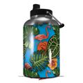 Skin Decal Wrap for 2017 RTIC One Gallon Jug Famingos and Flowers Blue Medium (Jug NOT INCLUDED) by WraptorSkinz